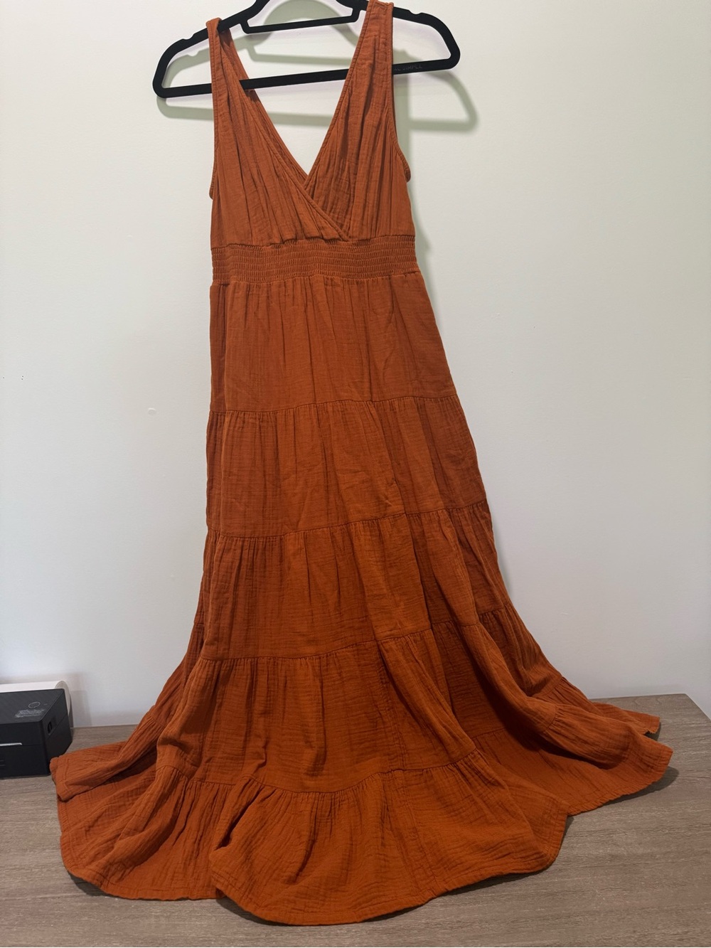 Universal Thread Rust Orange Tiered V-Neck Maxi Dress | Very Good Condition - Picture 1 of 11